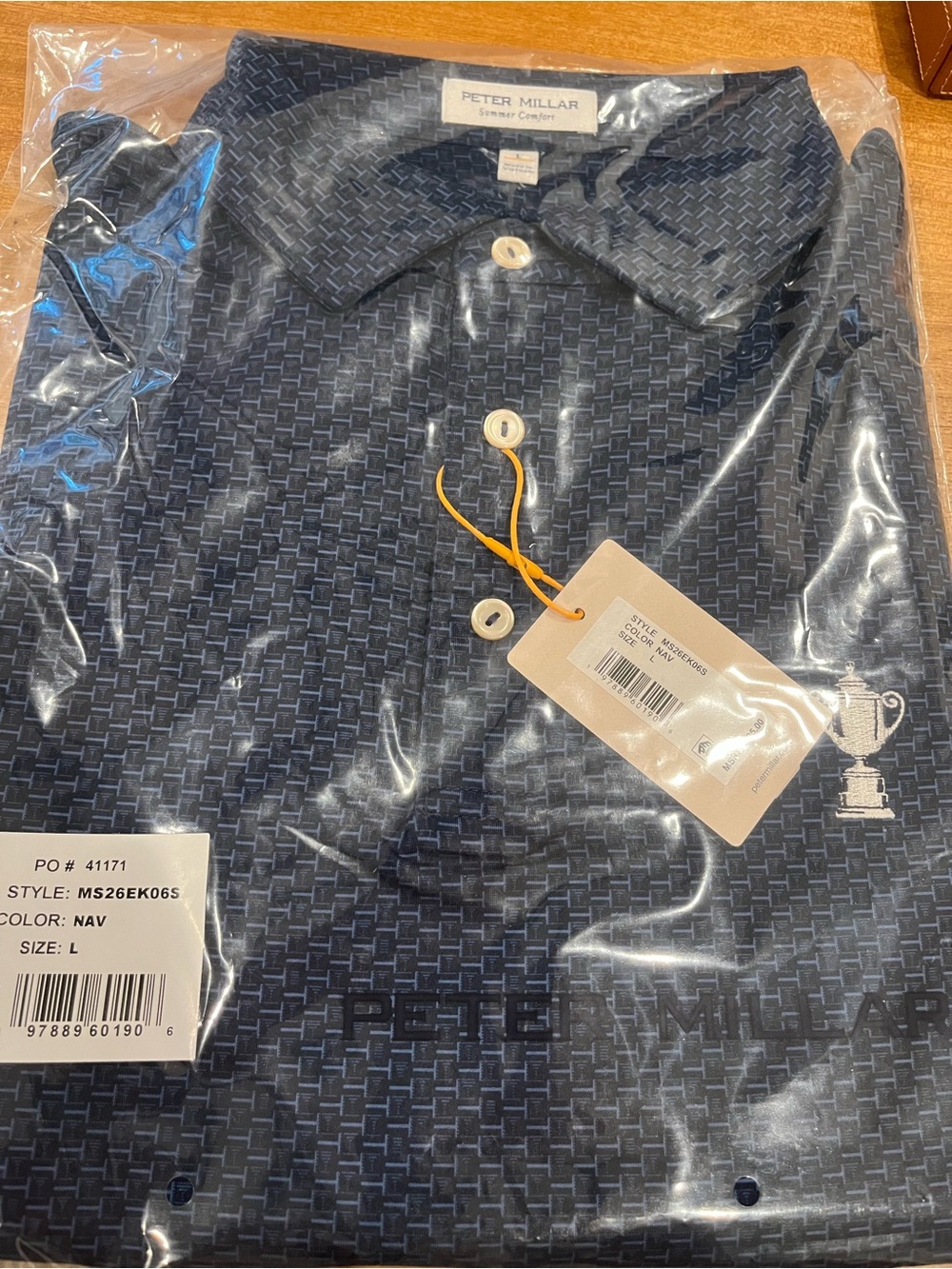 Peter Millar Men’s Navy Patterned Custom Wanamaker Trophy PGA Championship Polo
